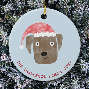Christmas Dog Family Name Date Ceramic Tree Decoration