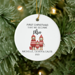 Christmas Dog Family of Three Ceramic Tree Decoration