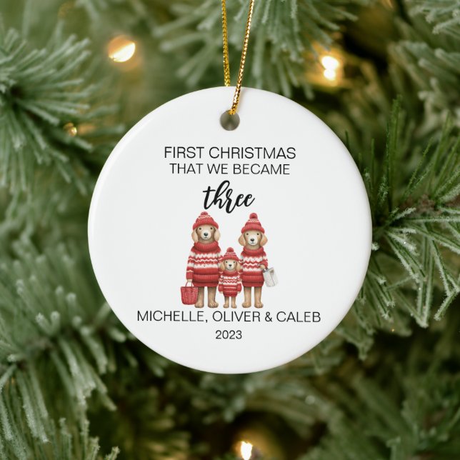 Christmas Dog Family of Three Ceramic Tree Decoration (Tree)
