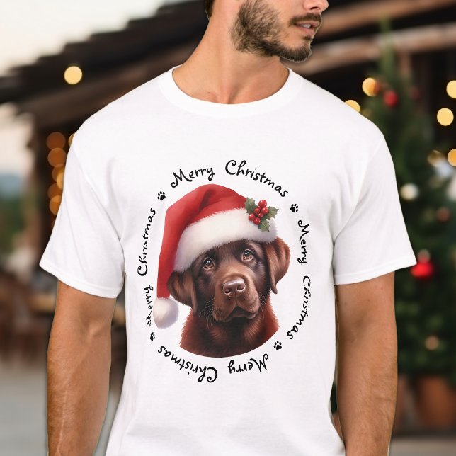 Christmas Dog Festive Chocolate Labrador Retriever T-Shirt (Creator Uploaded)