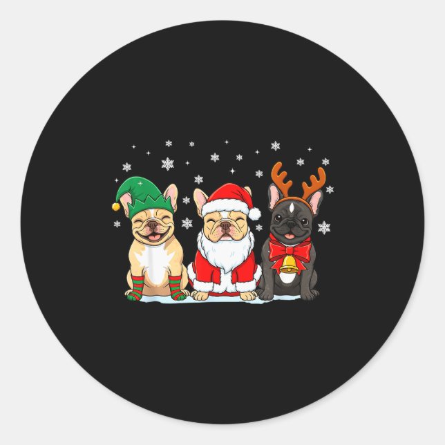 Christmas Dog French Bulldog Xmas Dog Lover Men Wo Classic Round Sticker (Front)