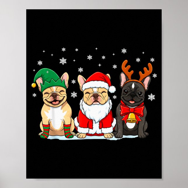Christmas Dog French Bulldog Xmas Dog Lover Men Wo Poster (Front)