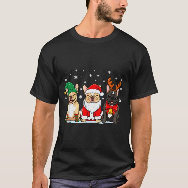 Christmas Dog French Bulldog Xmas Dog Lover Men Wo T-Shirt (Front)