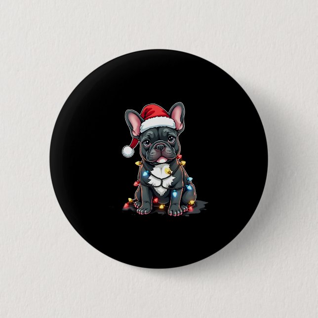 Christmas Dog French Bulldog Xmas Frenchie 3 6 Cm Round Badge (Front)