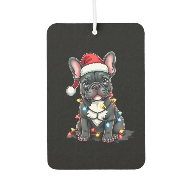 Christmas Dog French Bulldog Xmas Frenchie 3 Car Air Freshener (Front)