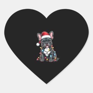 Christmas Dog French Bulldog Xmas Frenchie 3 Heart Sticker