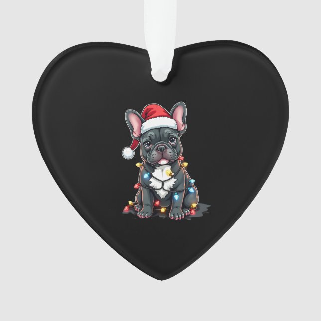 Christmas Dog French Bulldog Xmas Frenchie 3 Ornament (Front)