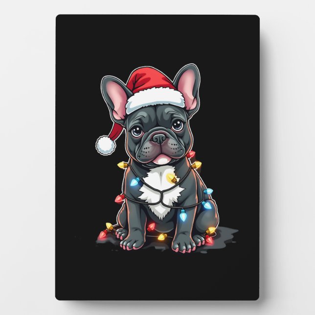Christmas Dog French Bulldog Xmas Frenchie 3 Plaque (Front)