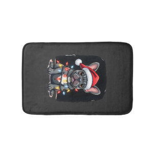 Christmas Dog French Bulldog Xmas Frenchie Men Wom Bath Mat