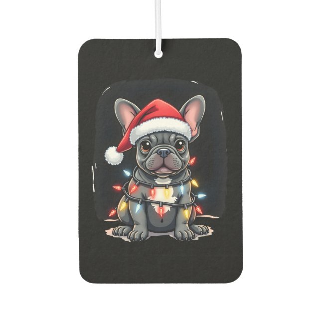 Christmas Dog French Bulldog Xmas Frenchie Men Wom Car Air Freshener (Front)
