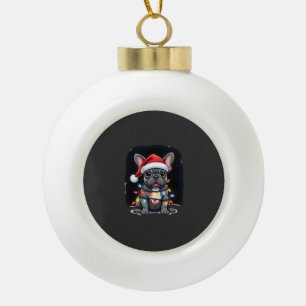 Christmas Dog French Bulldog Xmas Frenchie Men Wom Ceramic Ball Christmas Ornament
