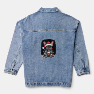Christmas Dog French Bulldog Xmas Frenchie Men Wom Denim Jacket