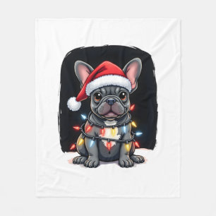 Christmas Dog French Bulldog Xmas Frenchie Men Wom Fleece Blanket