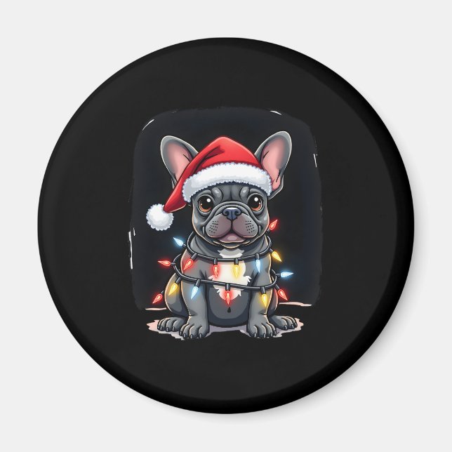Christmas Dog French Bulldog Xmas Frenchie Men Wom Magnet (Front)