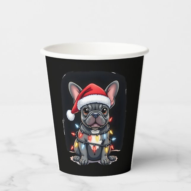 Christmas Dog French Bulldog Xmas Frenchie Men Wom Paper Cups (Front)