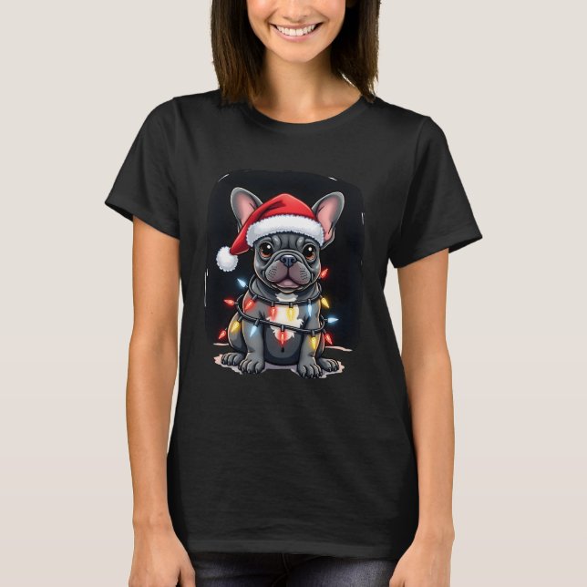 Christmas Dog French Bulldog Xmas Frenchie Men Wom T-Shirt (Front)