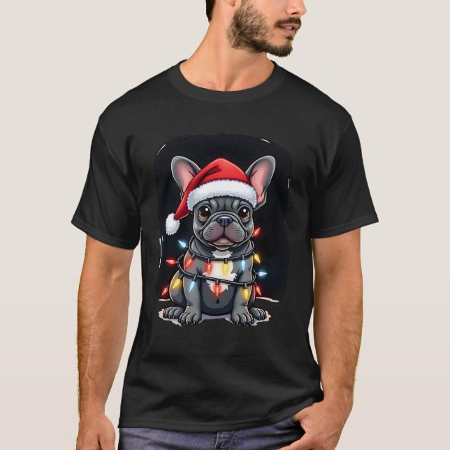Christmas Dog French Bulldog Xmas Frenchie Men Wom T-Shirt (Front)