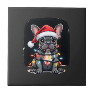 Christmas Dog French Bulldog Xmas Frenchie Men Wom Tile