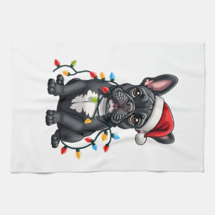 Christmas Dog French Bulldog Xmas Frenchie Tea Towel