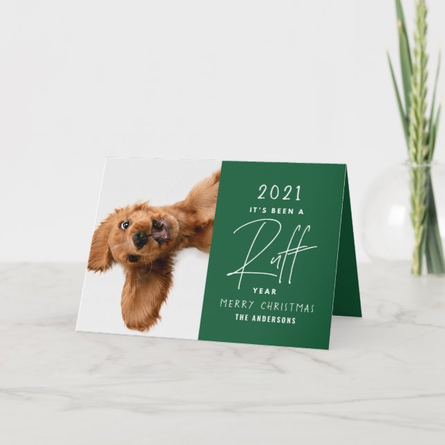 Christmas dog funny ruff year in review card (Front)