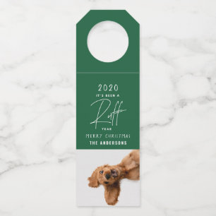 Christmas dog funny ruff year in review card bottle tag