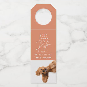 Christmas dog funny ruff year simple modern bottle tag