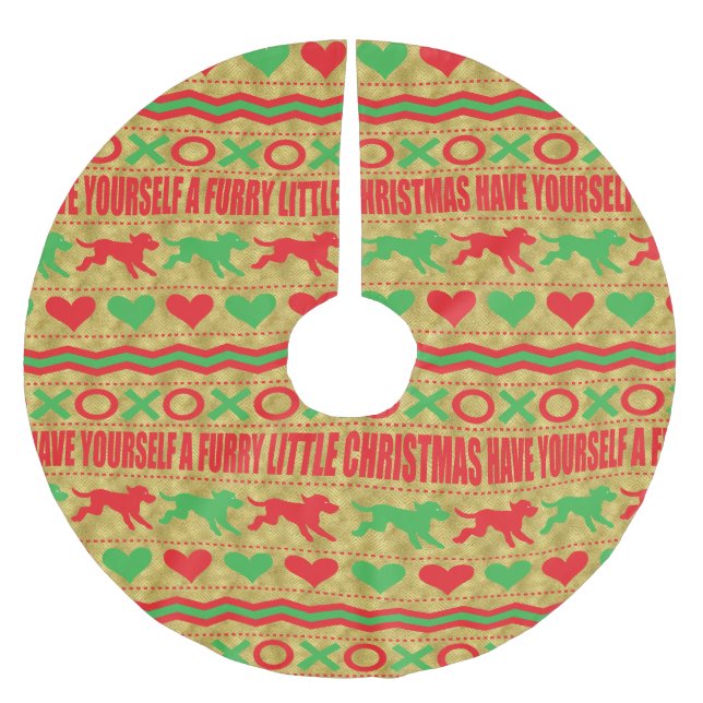 Christmas Dog Furries Brushed Polyester Tree Skirt (Front)