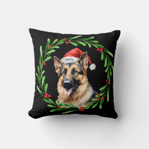 Christmas Dog German Shepherd Santa Cushion