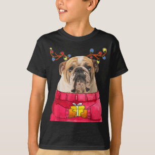 Christmas Dog Gift Bulldog Antlers Ugly Xmas Sweat T-Shirt