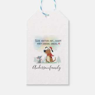 Christmas dog gift tag modern watercolor animal