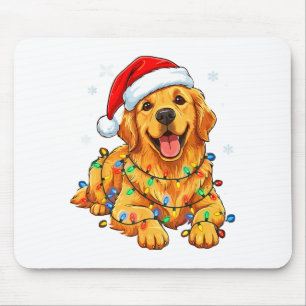 Christmas Dog Golden Retriever Lights Xmas  Mouse Mat