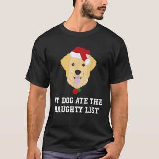 Christmas Dog Golden Retriever Naughty Lis T-Shirt
