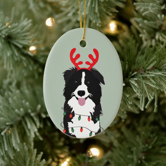 Christmas Dog Happy Pawlidays Ceramic Tree Decoration (Tree)