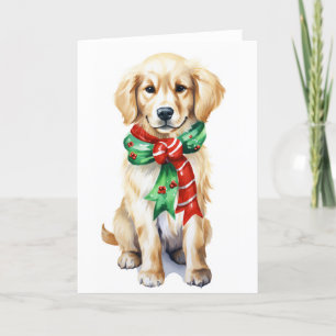 Christmas Dog, Holiday Dog, Golden Retriever BLANK
