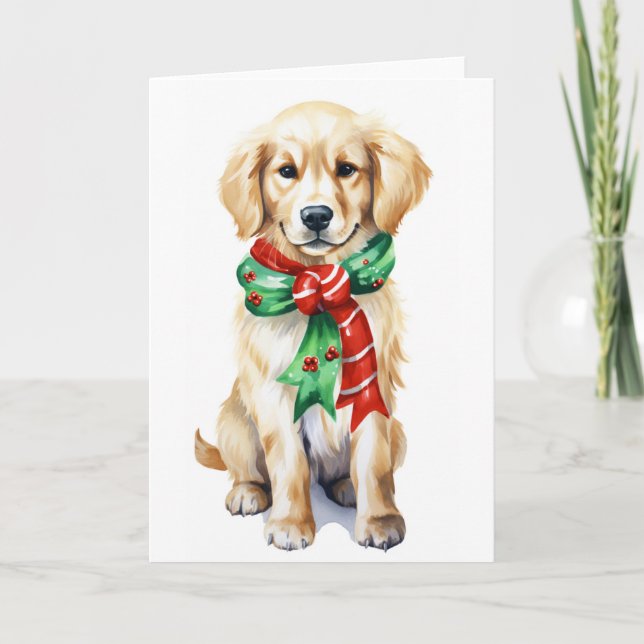 Christmas Dog, Holiday Dog, Golden Retriever BLANK Card (Front)