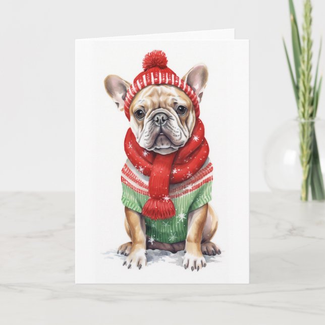 Christmas Dog, Holiday French Bulldog BLANK  (Front)