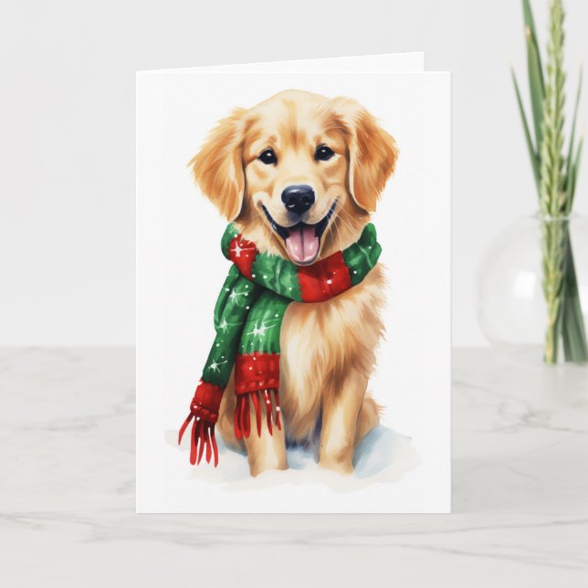 Christmas Dog, Holiday Golden Retriever, BLANK  (Front)