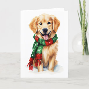 Christmas Dog, Holiday Golden Retriever, BLANK