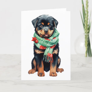 Christmas Dog, Holiday Rottweiler Puppy BLANK