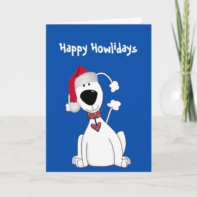Christmas Dog Humour On Blue Card (Front)