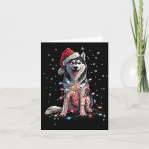 Christmas Dog Husky Santa Xmas Women Men Kids  Card