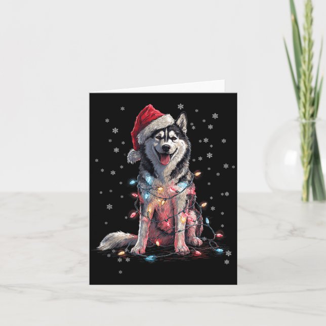 Christmas Dog Husky Santa Xmas Women Men Kids  Card (Front)