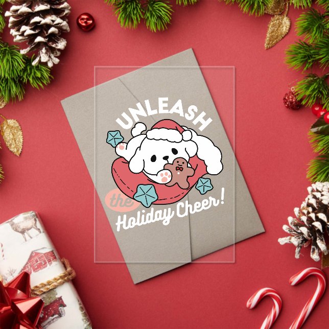 Christmas Dog in Santa Hat – Holiday Cheer for Pet Acrylic Invitations (Insitu (Holiday))