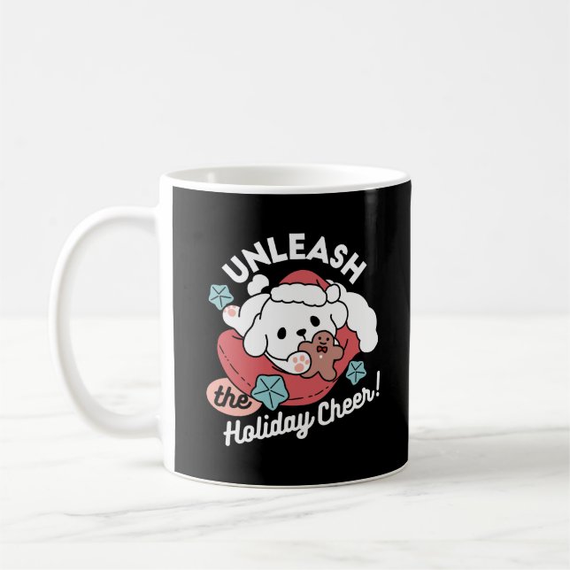 Christmas Dog in Santa Hat – Holiday Cheer for Pet Coffee Mug (Left)