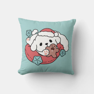 Christmas Dog in Santa Hat – Holiday Cheer for Pet Cushion