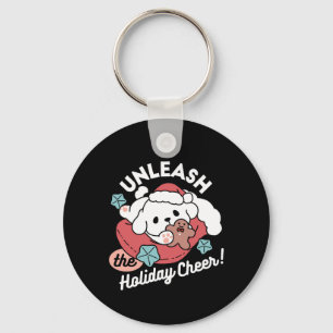 Christmas Dog in Santa Hat – Holiday Cheer for Pet Key Ring