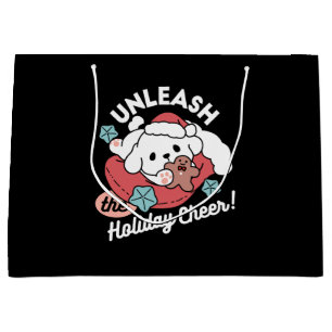 Christmas Dog in Santa Hat – Holiday Cheer for Pet Large Gift Bag
