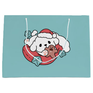 Christmas Dog in Santa Hat – Holiday Cheer for Pet Large Gift Bag