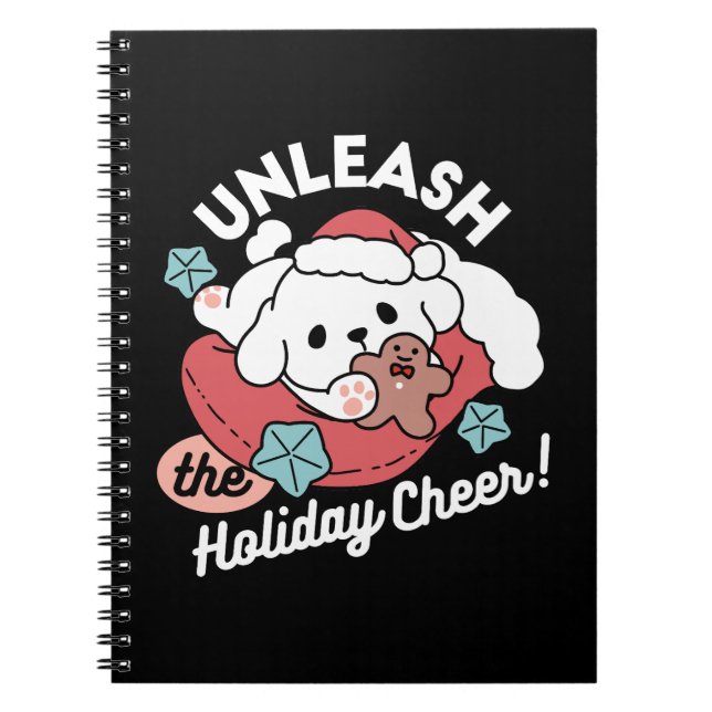 Christmas Dog in Santa Hat – Holiday Cheer for Pet Notebook (Front)