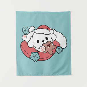 Christmas Dog in Santa Hat – Holiday Cheer for Pet Tapestry